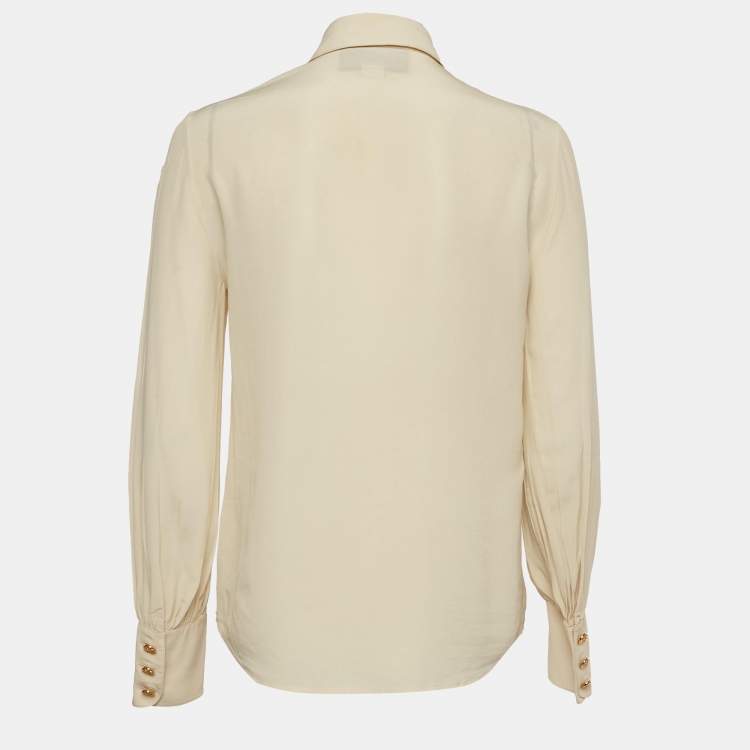 Pre Owned Gucci Cream Silk Button Down Shirt S