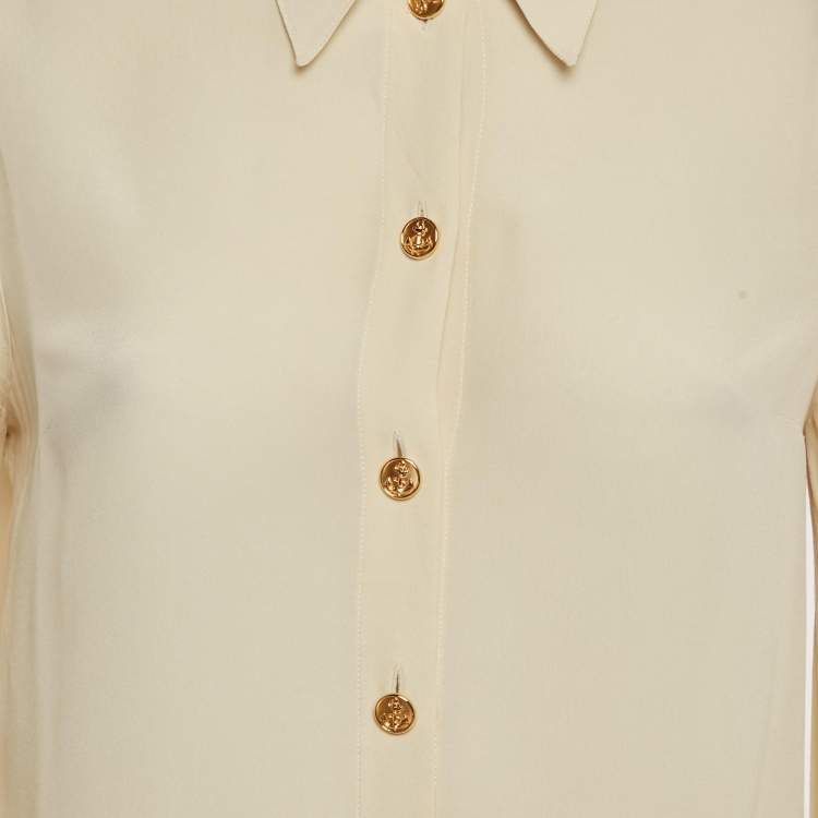 Pre Owned Gucci Cream Silk Button Down Shirt S