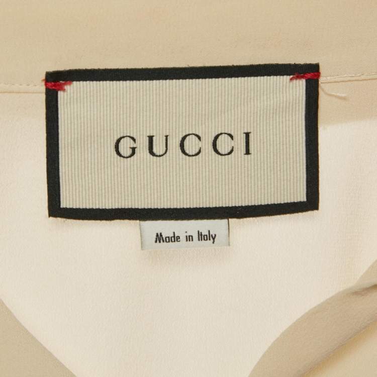 Pre Owned Gucci Cream Silk Button Down Shirt S