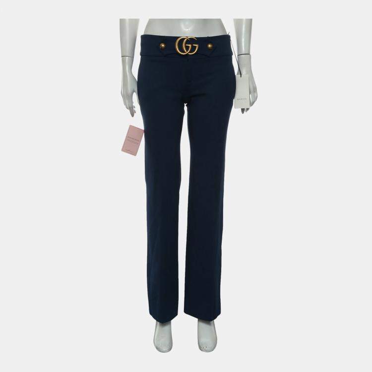 Pre Owned Gucci GG Flared Blue Trousers