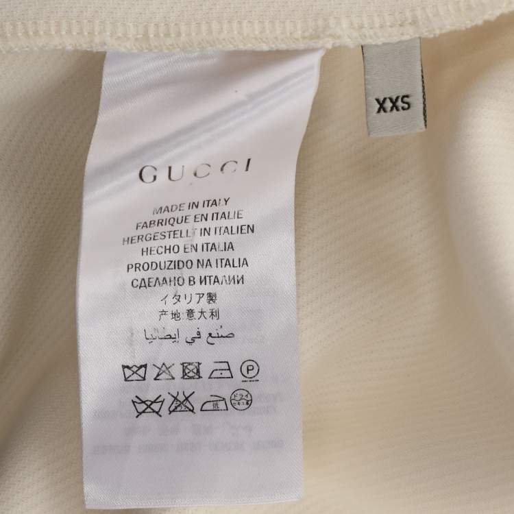 Pre Owned Gucci Cream Contrast Trim Knit Jacket XXS