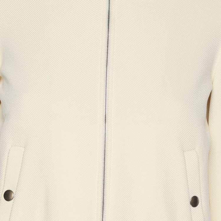 Pre Owned Gucci Cream Contrast Trim Knit Jacket XXS