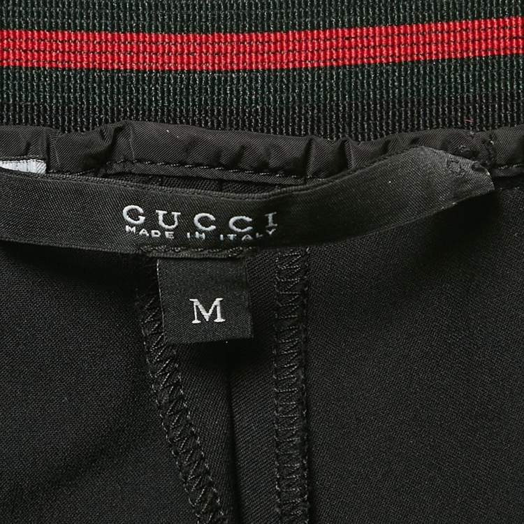 Pre Owned Gucci Black Web Trim Waist Jersey Leggings M
