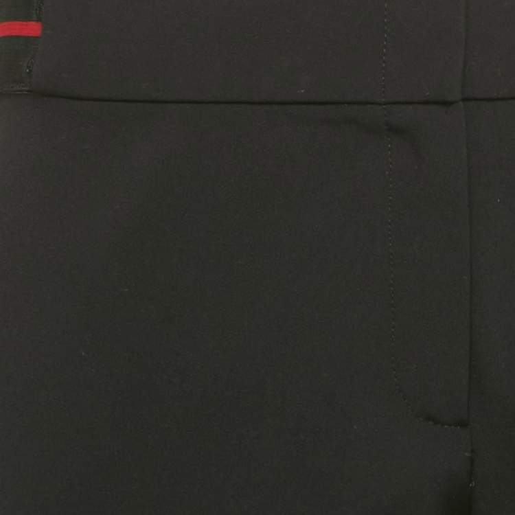 Pre Owned Gucci Black Web Trim Waist Jersey Leggings M