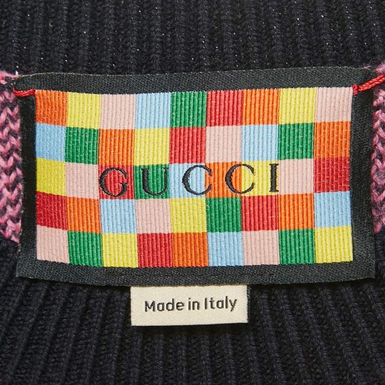 Pre Owned Gucci Pink GG Jacquard Wool Short Sleeve Pullover XXS