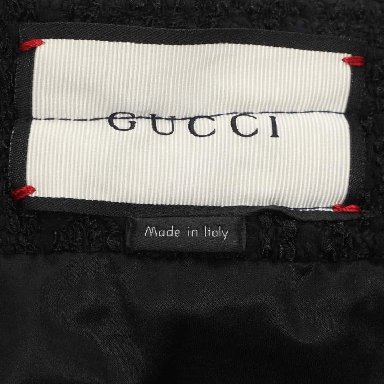 Pre Owned تنورة غوتشي تويد أسود متوسطة الطول مقاس وسط (ميديوم)