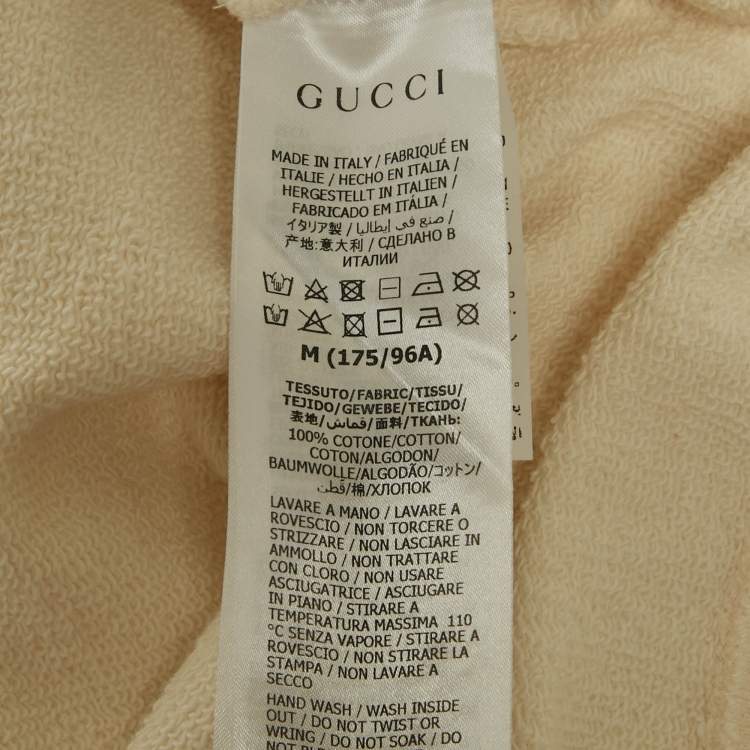 Pre Owned Gucci Cream Logo Print Cotton Crewneck Sweatshirt M