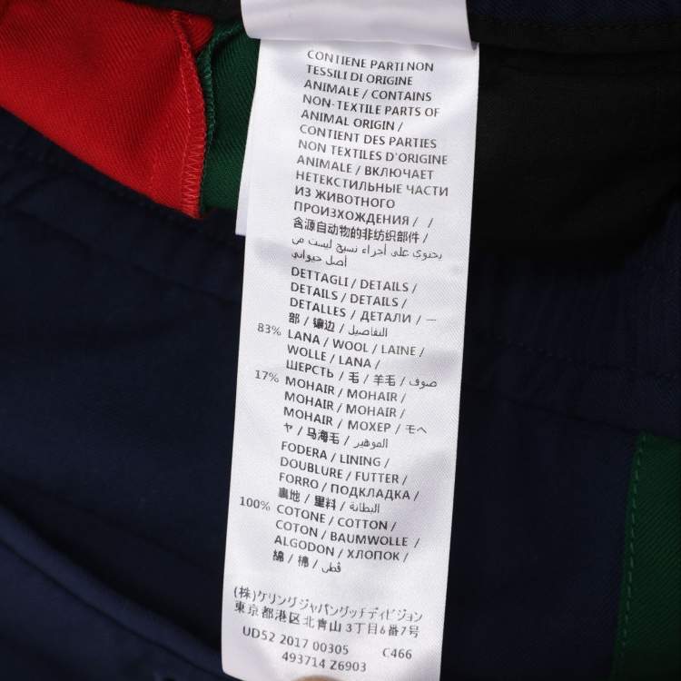 Pre Owned Gucci Navy Blue Wool Blend Web Striped Cropped Pants M