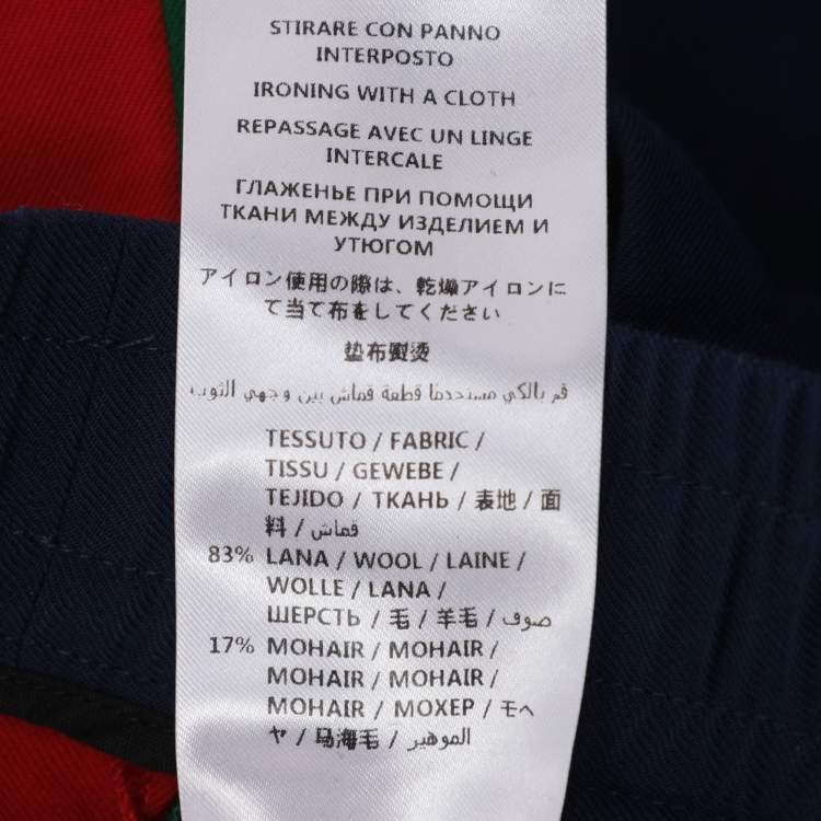 Pre Owned Gucci Navy Blue Wool Blend Web Striped Cropped Pants M