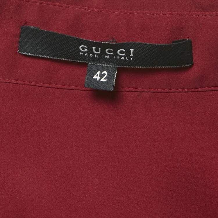 Pre Owned Gucci Red Satin Silk Knotted Mini Dress M