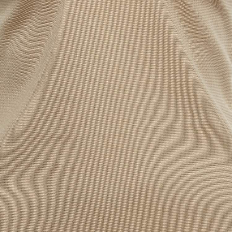 Pre Owned Gucci Beige Patterned Cotton Plunge Neck Midi Dress S  