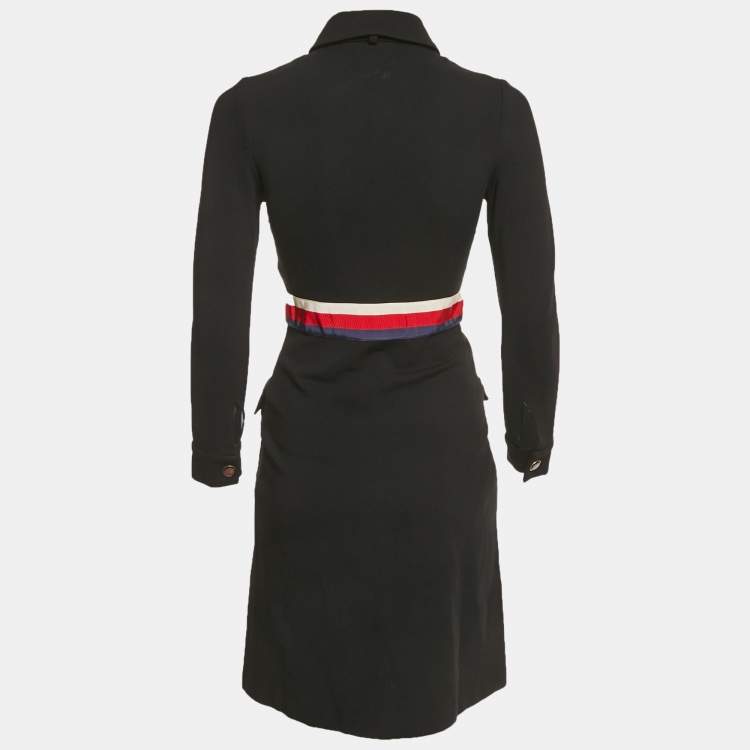 Pre Owned Gucci Black Neck-Tie Stretch Crepe Mini Dress S