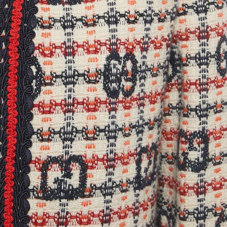 Pre Owned Gucci Multicolor GG Jacquard Open Front Jacket S