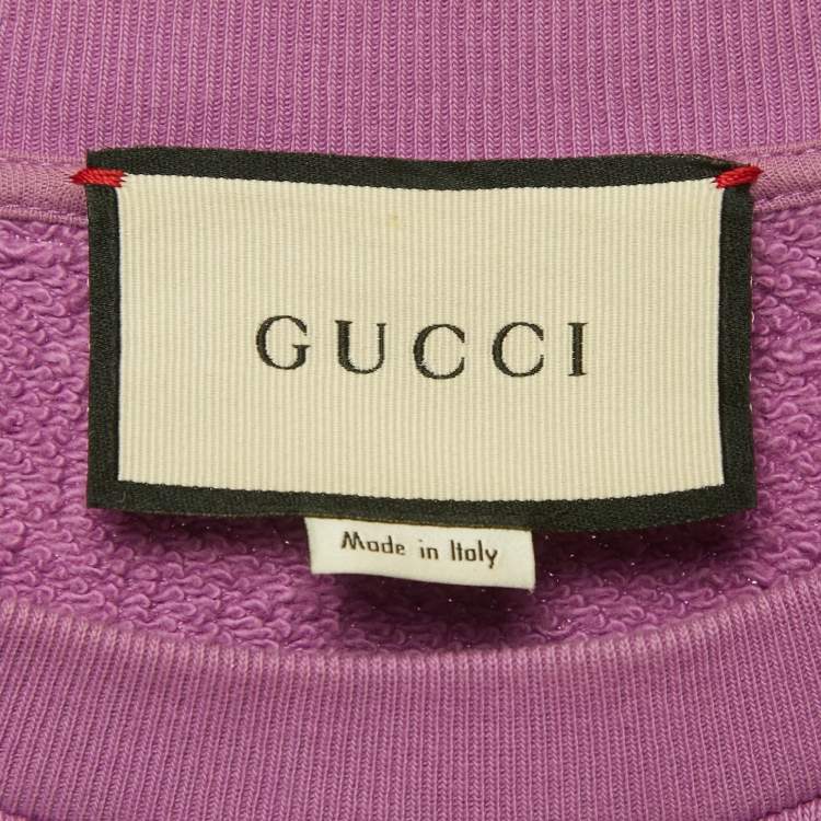 Pre Owned Gucci Purple Printed Cotton Sweatshirt XS