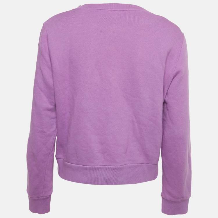 Pre Owned Gucci Purple Printed Cotton Sweatshirt XS