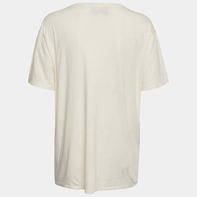 Pre Owned Gucci Cream Printed Jersey T-Shirt M
