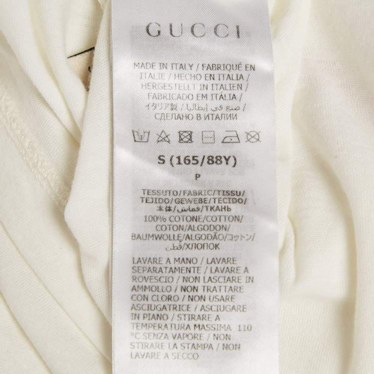 Pre Owned Gucci White Printed Jersey Crewneck T-Shirt S