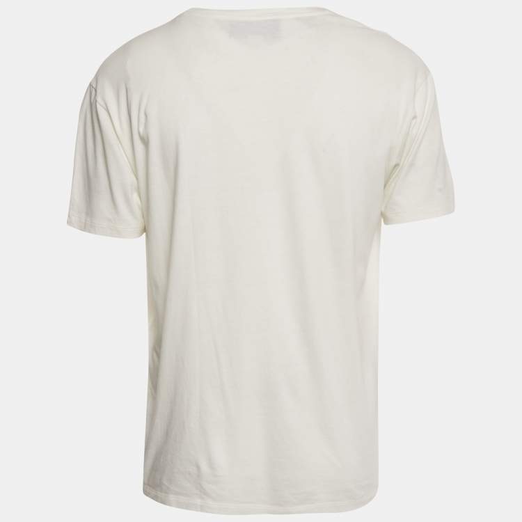 Pre Owned Gucci White Printed Jersey Crewneck T-Shirt S