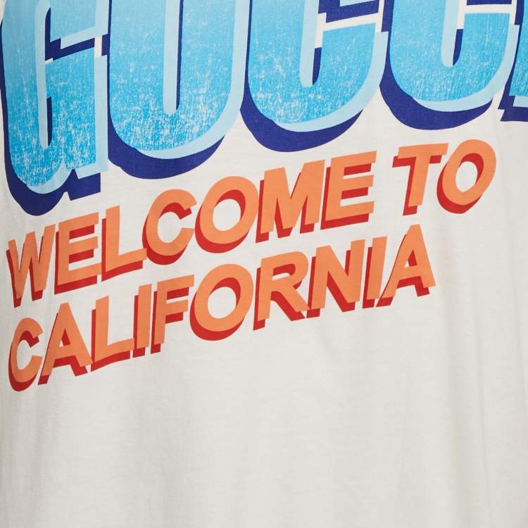Pre Owned Gucci White Printed Jersey Crewneck T-Shirt S