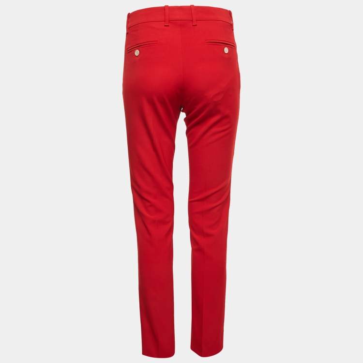 مملوكة مسبقًا Gucci Red Lady Bug Embroidered Wool Trousers M
