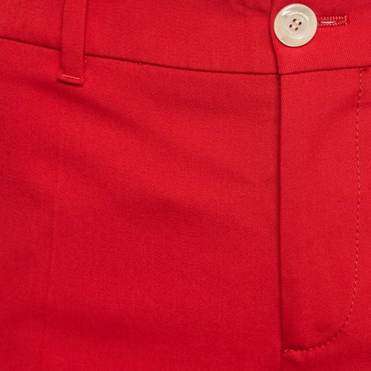 مملوكة مسبقًا Gucci Red Lady Bug Embroidered Wool Trousers M