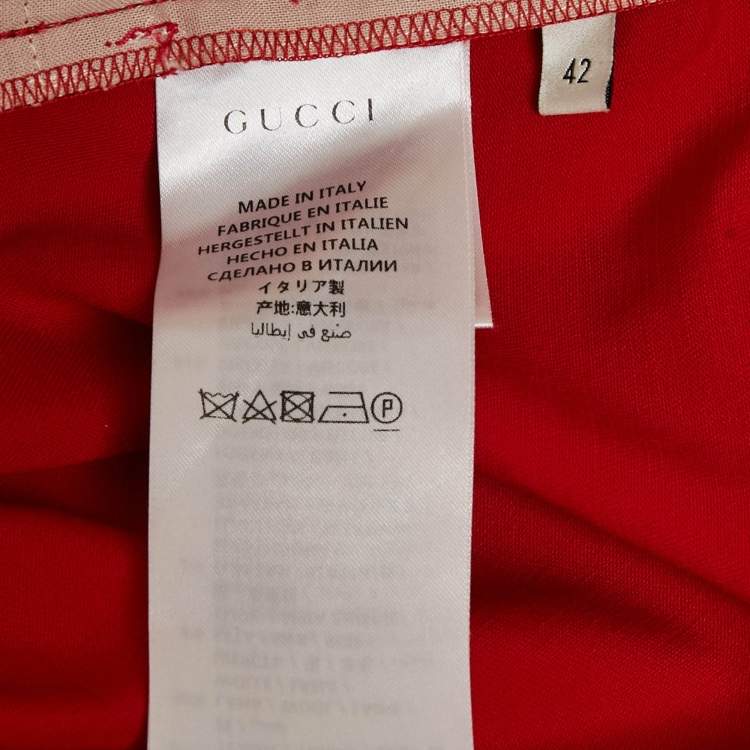 مملوكة مسبقًا Gucci Red Lady Bug Embroidered Wool Trousers M