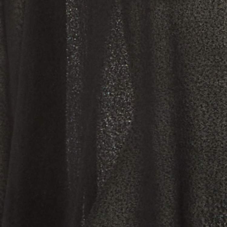 Pre Owned Gucci Black Lamé Striped Trim Crepe Sheer Poncho L