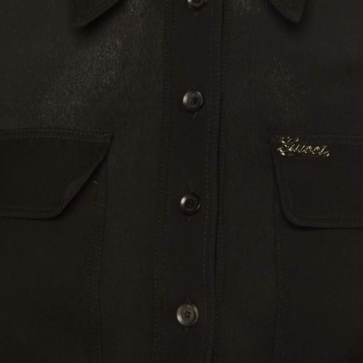 Pre Owned Gucci Black Jersey Pocket Front Mini Dress XS