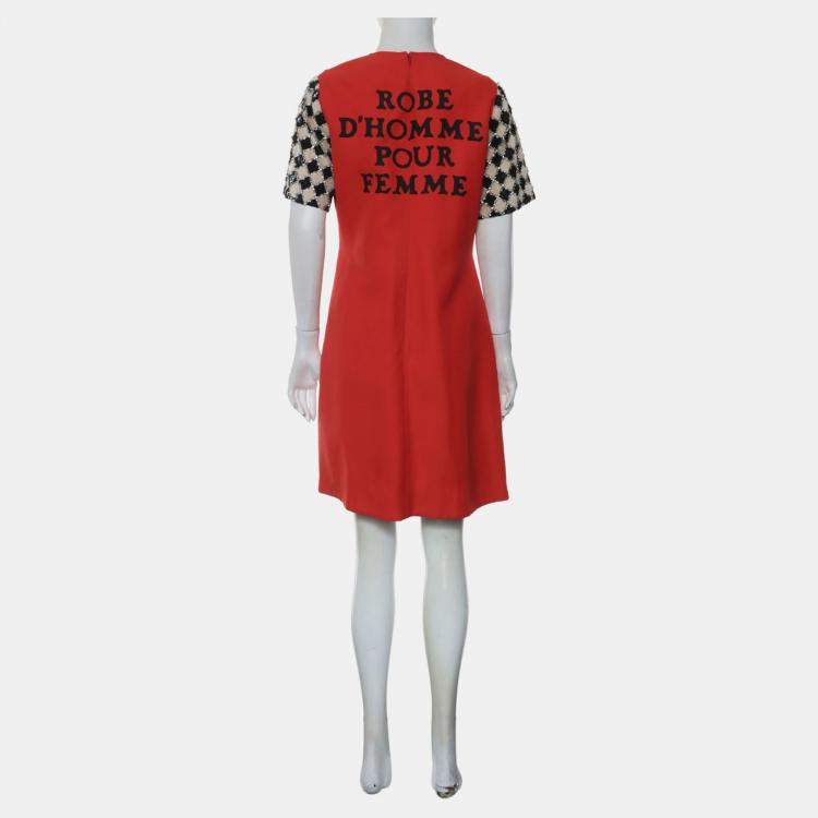 Pre Owned Gucci Red Sequin Embellished Dress Size M