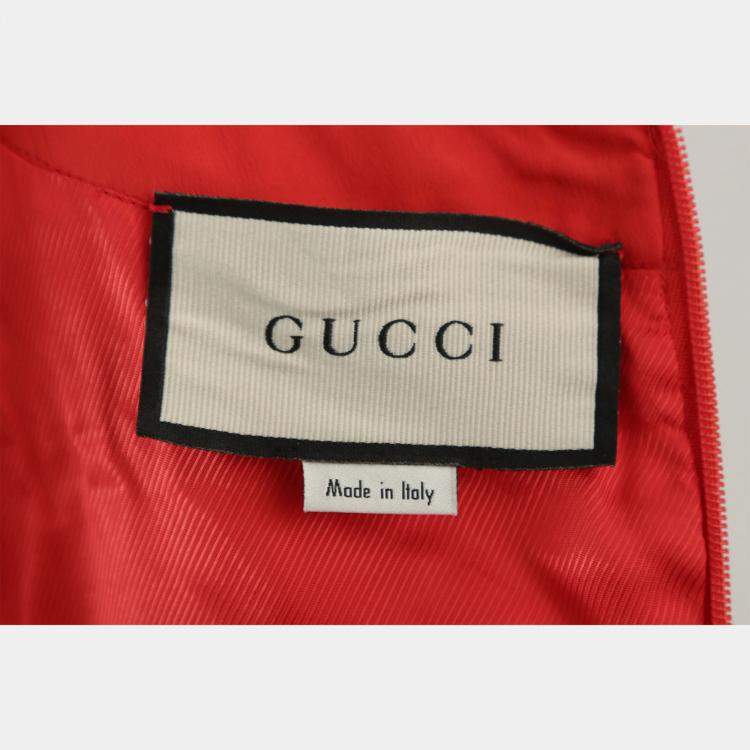 Pre Owned Gucci Blue/Red  Silk Wool Textured Two Tone Sleeveless Dress