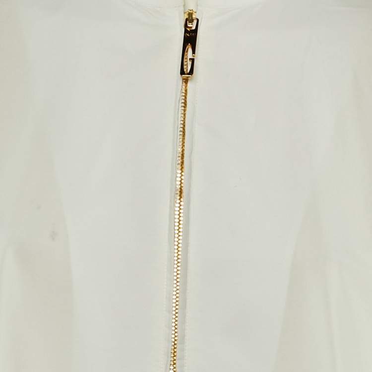 Pre Owned Gucci White Cotton Zip UP Maxi Dress M