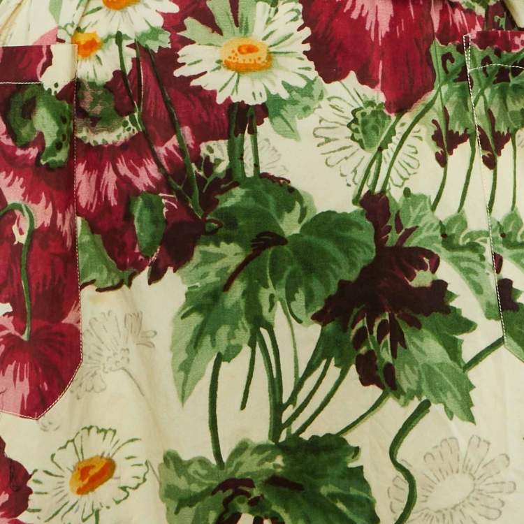 Pre Owned Gucci Multicolor Floral Print Cotton Maxi Dress XS