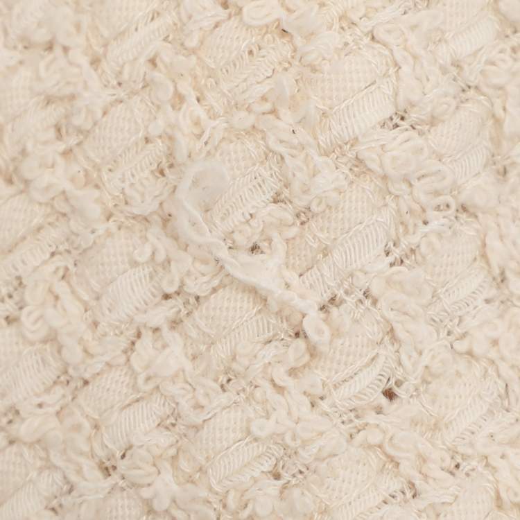 Pre Owned Gucci Cream Tweed Web Ribbon Trim Oversized Cardigan Jacket S