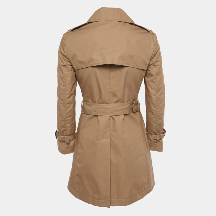 Pre Owned Gucci Beige Gabardine Button Detail Belted Coat S
