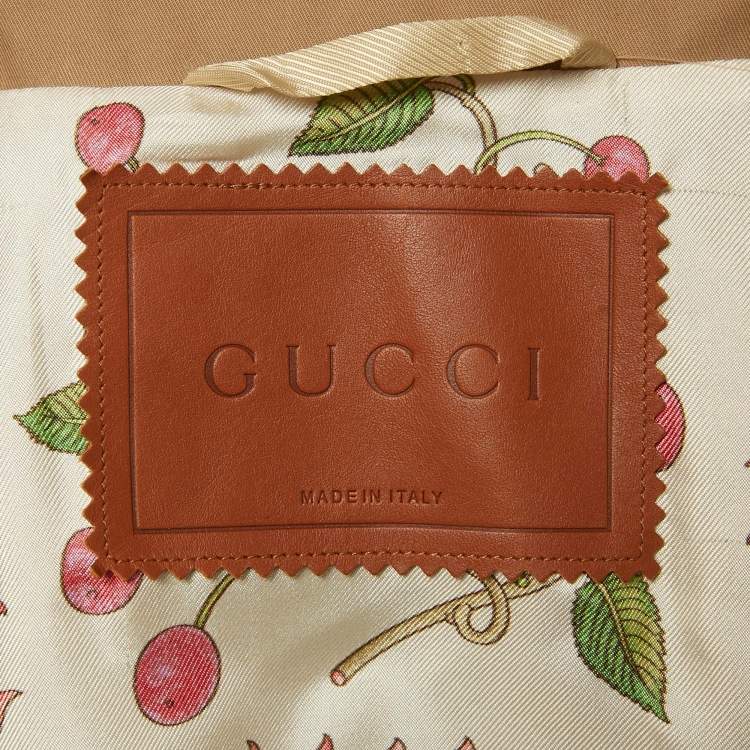 Pre Owned Gucci Beige Gabardine Button Detail Belted Coat S