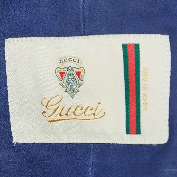 Pre Owned Gucci Baby Blue Leather Jacket S 