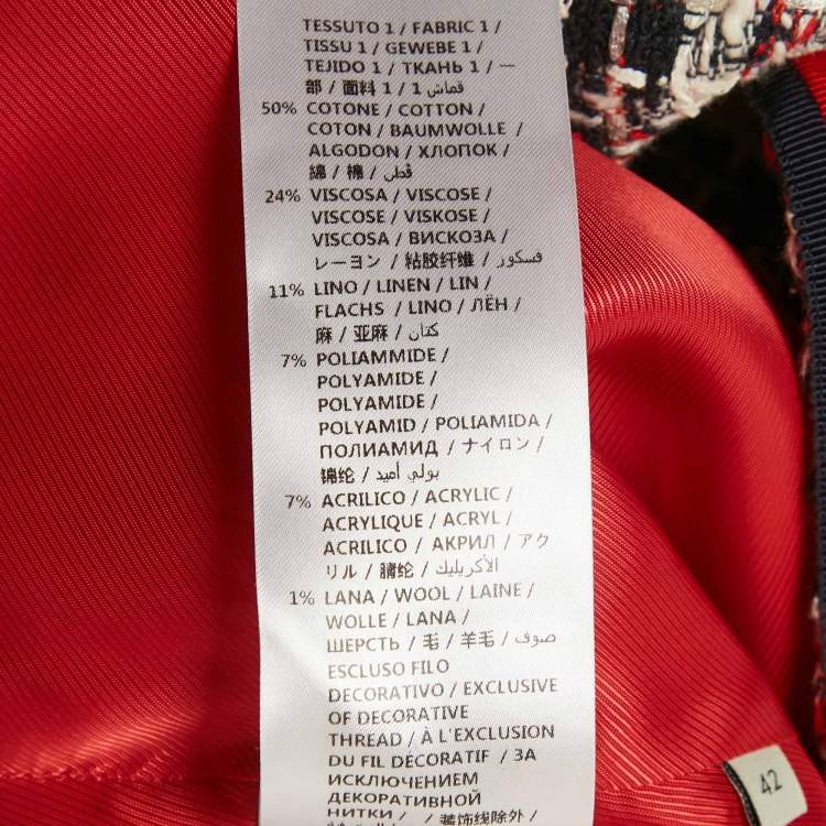 Pre Owned طقم جاكيت وتنورة غوتشي تويد أزرق كحلي/أبيض مقاس متوسط/كبير - ميديوم/لارج