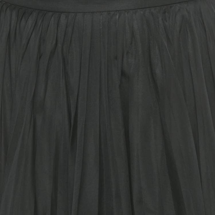 Pre Owned تنورة ميدي غووتشي صوف أمير ويلز أحادية اللون بحجم متوسط (ميديون)