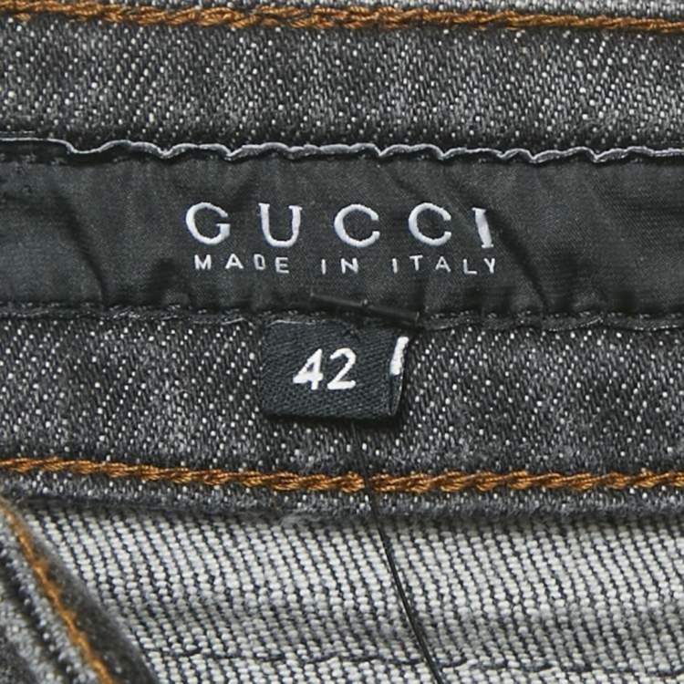 Pre Owned بنطلون جينز غوتشي سكيني دينم رمادي خصر 27 بوصة