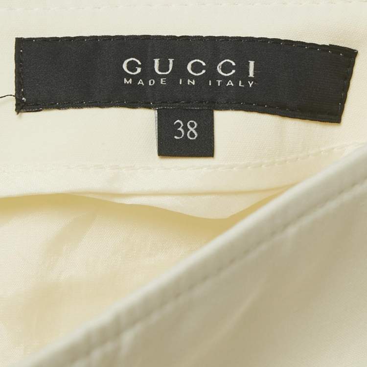 مملوكة مسبقًا Gucci Cream Mesh Trim Cotton Blend Trousers S