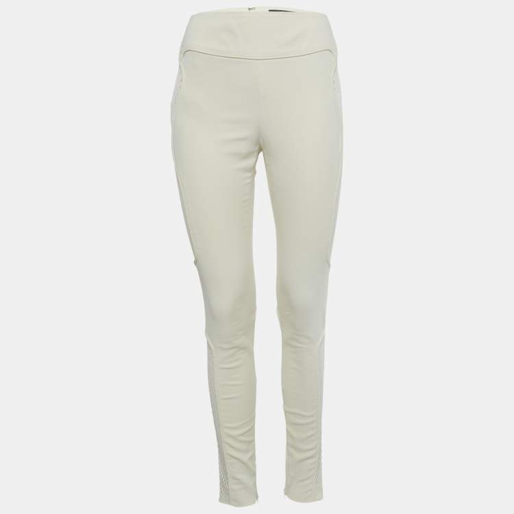 مملوكة مسبقًا Gucci Cream Mesh Trim Cotton Blend Trousers S