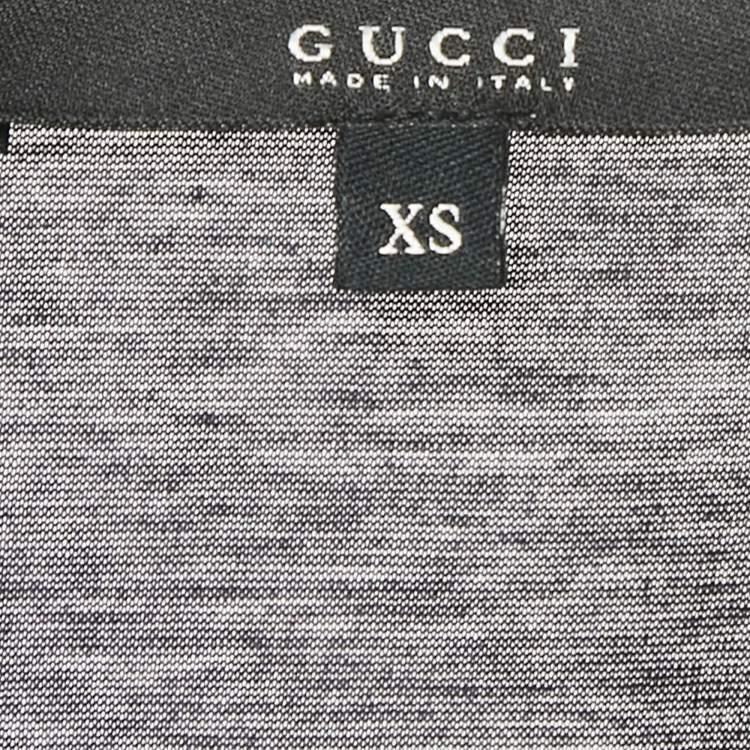 Pre Owned Gucci Navy Blue Cotton Short Sleeve Top XS