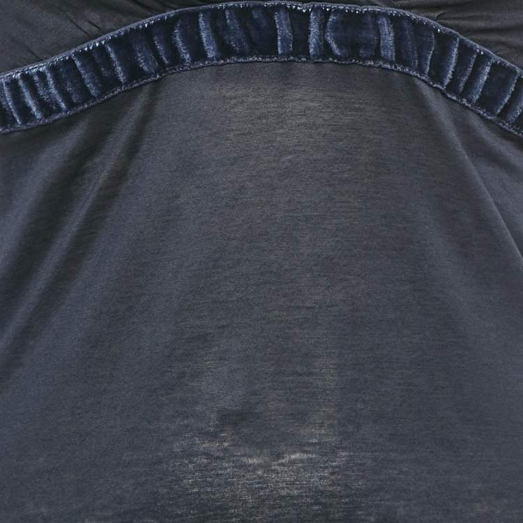 Pre Owned Gucci Navy Blue Cotton Short Sleeve Top XS