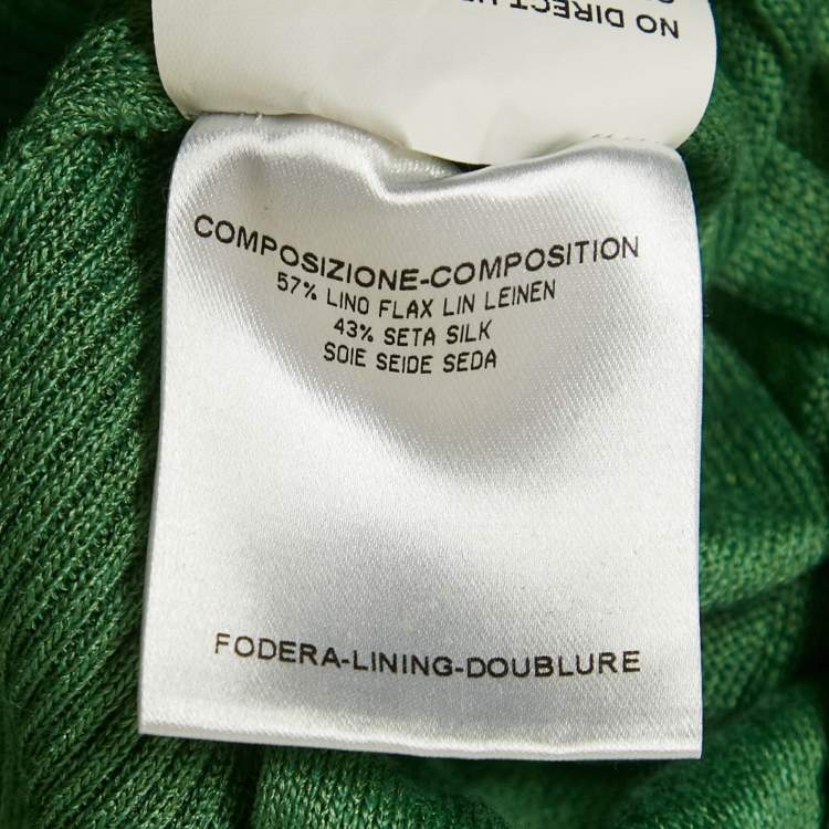 Pre Owned Gucci Green Linen Blend Knit Long Sleeve Cardigan XS