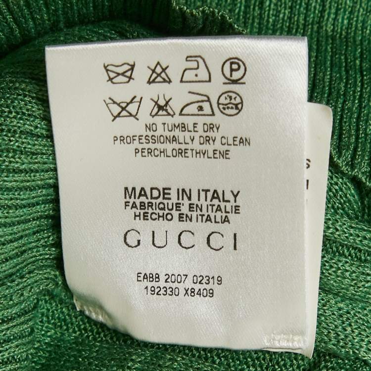 Pre Owned Gucci Green Linen Blend Knit Long Sleeve Cardigan XS