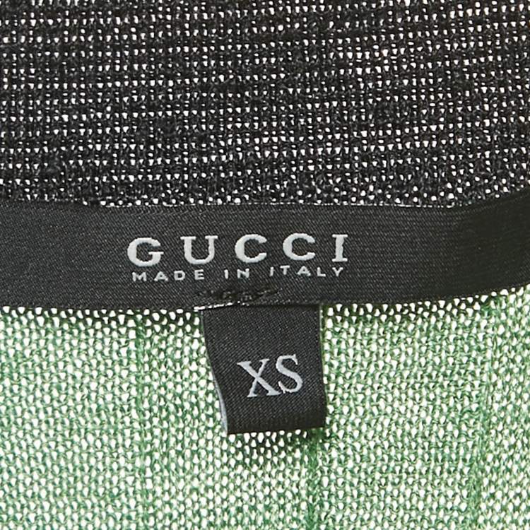Pre Owned Gucci Green Linen Blend Knit Long Sleeve Cardigan XS
