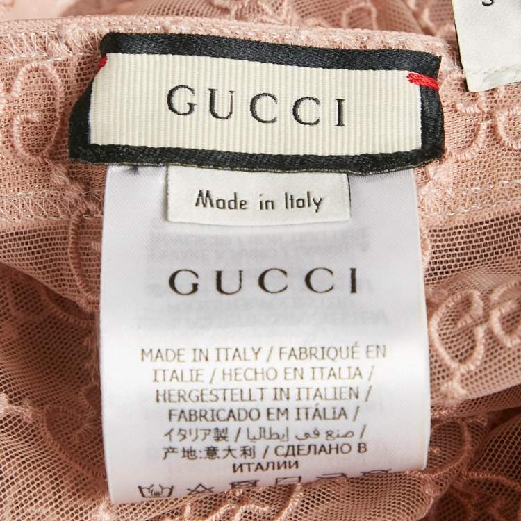 Pre Owned Gucci Pale Pink GG Tulle Strappy Bodysuit S