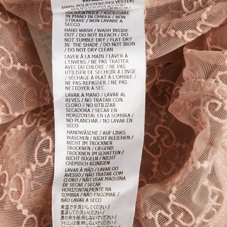 Pre Owned Gucci Pale Pink GG Tulle Strappy Bodysuit S