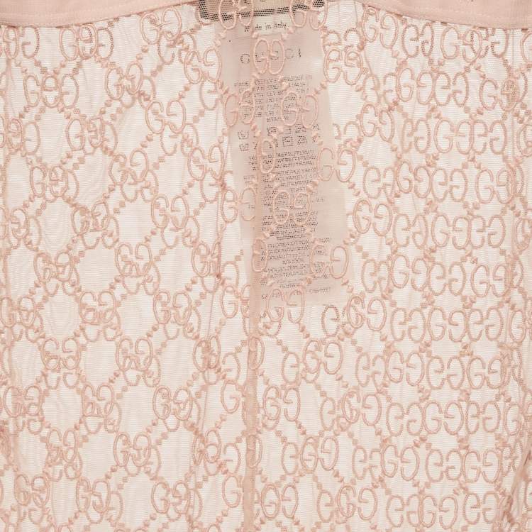 Pre Owned Gucci Pale Pink GG Tulle Strappy Bodysuit S