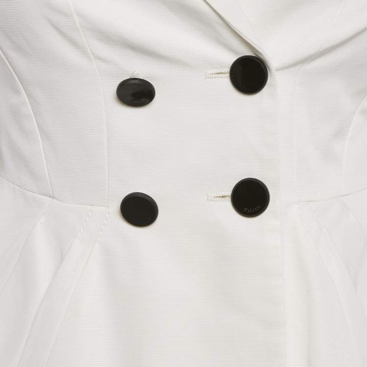 Pre Owned Gucci White Gabardine Flared Double Breasted Blazer S